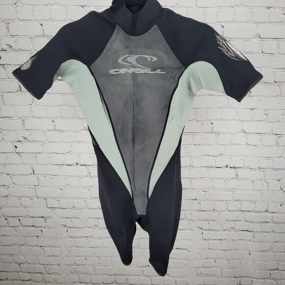 O'Neill Black & Grey Elite 2/1 MM Zipped Shorty Dive Wetsuit Youth Kids Size 8 - Picture 1 of 12